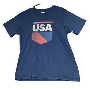 Adidas Go To Tee T-Shirt Mens Size Large Navy Blue USA Graphic Print Logo Casual